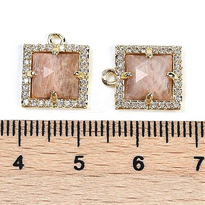 Natural Sunstone Faceted Square Charms G-I375-06G-06-1