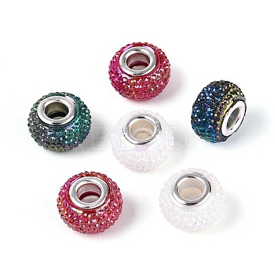 Large Hole Resin Rhinestone European Beads OPDL-T003-01H-1