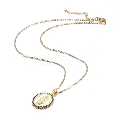 Brass Micro Pave Cubic Zirconia Pendant Necklaces NJEW-H100-01-1