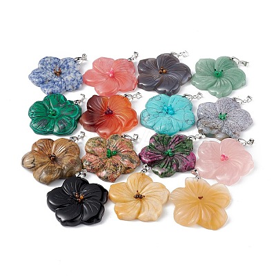 Natural & Synthetic Mixed Gemstone Big Pendants G-B040-01P-1