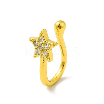 Clear Cubic Zirconia Star Clip on Nose Ring LS-AJEW-F059-16G-1