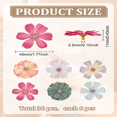 36Pcs 6 Colors Silk Cloth Artifical Flower DIY-LP0003-30B-1