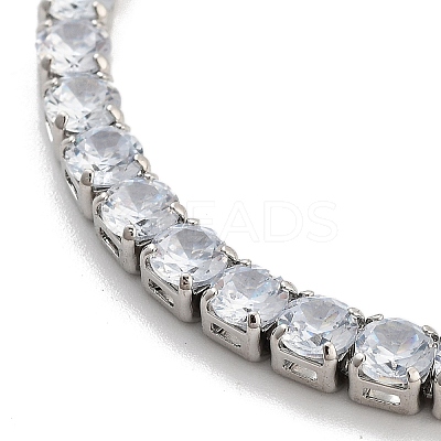 Brass Pave Clear Cubic Zirconia Flat Round Link Bracelets BJEW-B094-04P-1