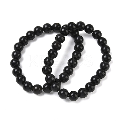 Natural Obsidian Round Beaded Stretch Bracelets GG-CBA12F1-02A-06-1