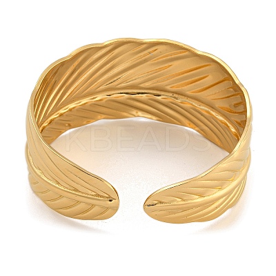 Real 18K Gold Plated 304 Stainless Steel Cuff Bangles LS-BJEW-L695-001G-02-1