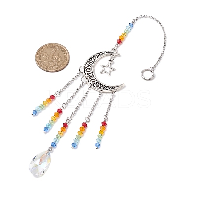 Moon & Star Tibetan Style Alloy Charm Hanging Ornaments HJEW-TA00246-1