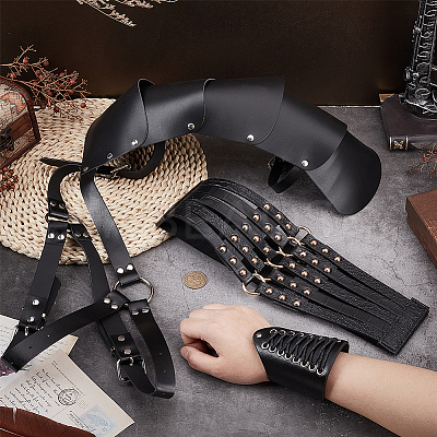 Medieval Style Adjustable PU Leather with Iron Fencing Sheath AJEW-OC0005-09-1