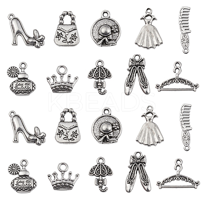 100Pcs 10 Style Tibetan Style Alloy Pendants TIBEP-CJ0001-75-1
