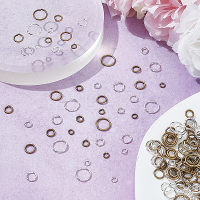 240Pcs 12 Styles Brass Open Jump Rings KK-LP0001-35-1