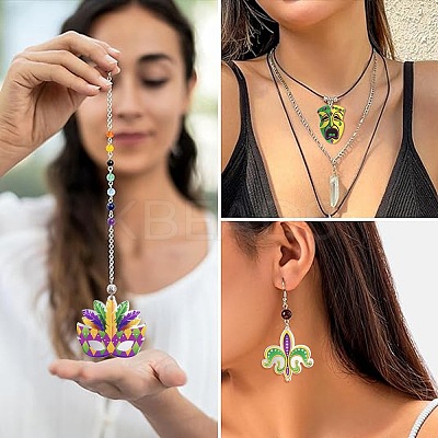 12Pcs 6 Style MARDI GRAS Carnival Double-Sided Transparent Acrylic Pendant SACR-CJ0001-67-1