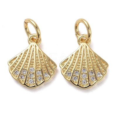 Brass Micro Pave Clear Cubic Zirconia Charms KK-I658-18G-1