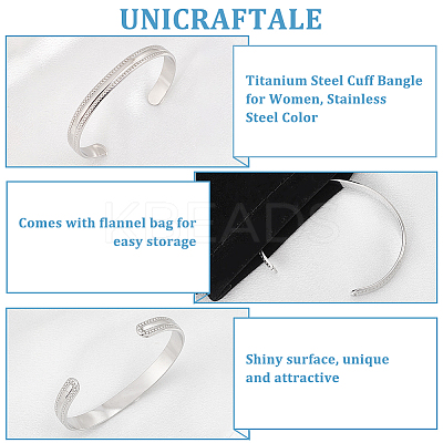1Pc Stainless Steel Cuff Bangle for Women BJEW-UN0001-41P-1