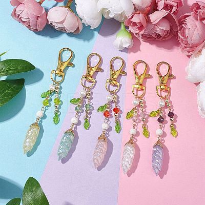 Leaf Resin Pendant Decoration HJEW-JM02022-1