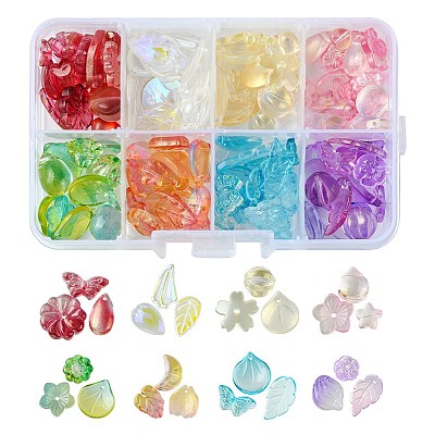 80Pcs 8 Colors Electroplate Transparent Glass Beads EGLA-FS0001-39-1