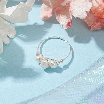 Natural Pearl Finger Rings RJEW-JR00604-02-1