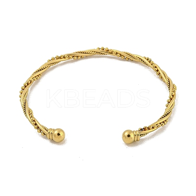 304 Stainless Steel Twisted Open Cuff Bangles for Women BJEW-E100-07G-1