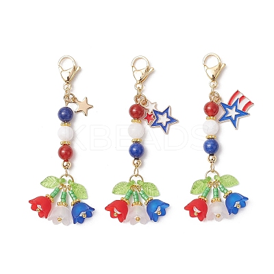 Handmade Glass Seed Beaded and Acylic Flower Pendant Decorations Sets HJEW-MZ00253-1
