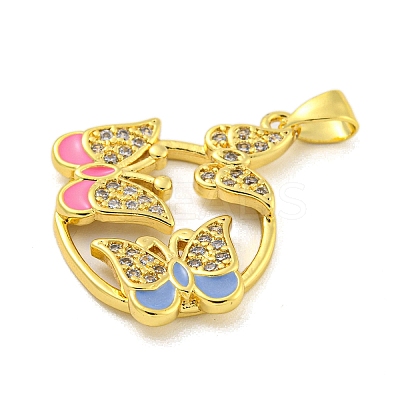 Brass Micro Pave Clear Cubic Zirconia Pendants KK-R159-10G-1
