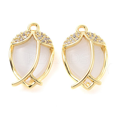 Brass Micro Pave Clear Cubic Zirconia Pendants ZIRC-F133-05G-1