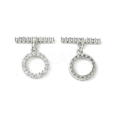 Rack Plating Eco-Friendly Brass Pave Clear Cubic Zirconia Toggle Claps KK-K330-45P-1