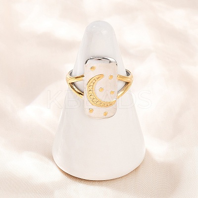 304 Stainless Steel Double Color Cuff Rings RJEW-S635-01GP-04-1