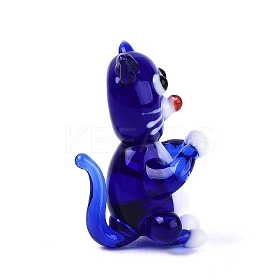 Handmade Lampwork Cat Figurine Display Decorations LAMP-N034-26B-1