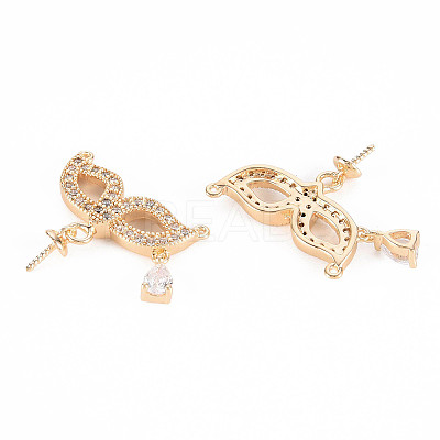Brass Micro Pave Clear Cubic Zirconia Peg Bails Links Connectors KK-T062-154G-NF-1