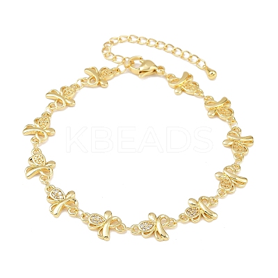 Brass Micro Pave Clear Cubic Zirconia Link Chain Bracelets for Women BJEW-A090-10A-G-1