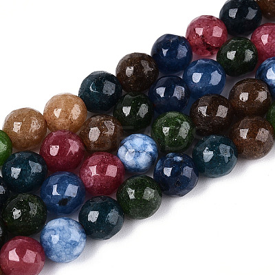 Dyed Natural White Jade Beads Strands G-T139-8mm-60-07-1
