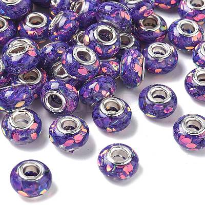 Transparent Resin Rondelle European Beads RESI-S023-34-1