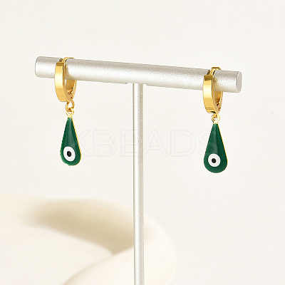 Vintage Minimalist 201 Stainless Steel Devil Eye with Teardrop Hoop Earrings GP4493-1