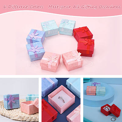 24Pcs 4 Colors Valentines Day Presents Packages Cardboard Ring Boxes CBOX-SP0001-02-1