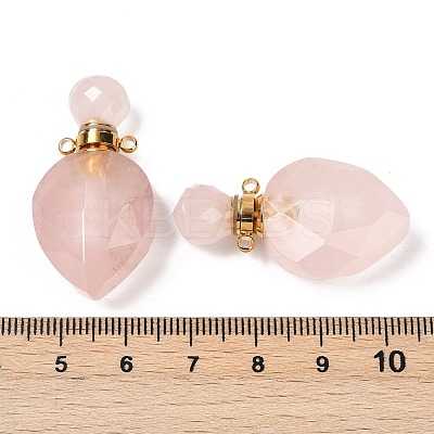 Natural Rose Quartz Faceted Teardrop Bottle Pendants G-A225-02G-02-1