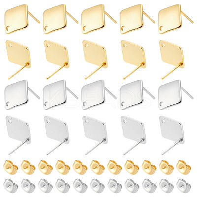 60Pcs 2 Colors 304 Stainless Steel Stud Earring Findings STAS-UN0063-50-1