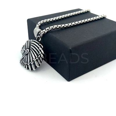 Vintage 304 Stainless Steel Native American Pendant Hip Hop Men's Necklaces ZS3655-1
