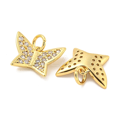 Rack Plating Brass Micro Pave Clear Cubic Zirconia Pendants KK-B093-13C-G-1