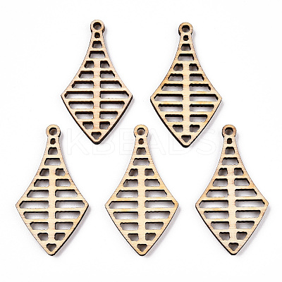 Undyed Natural Poplar Wood Pendants WOOD-TAC0002-60-1