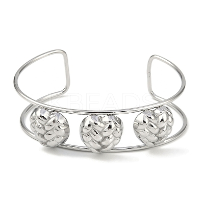 Non-Tarnish 304 Stainless Steel Wide Textured Open Cuff Bangles BJEW-Q348-05P-06-1