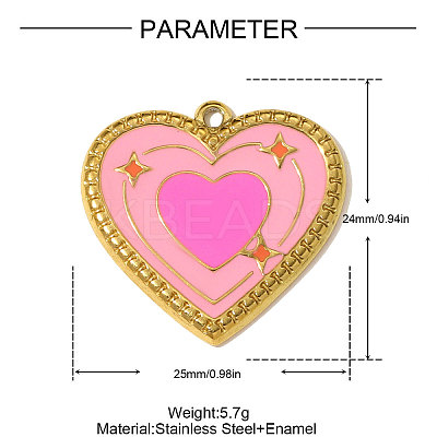 304 Stainless Steel Enamel Pendants STAS-OY010-20G-1