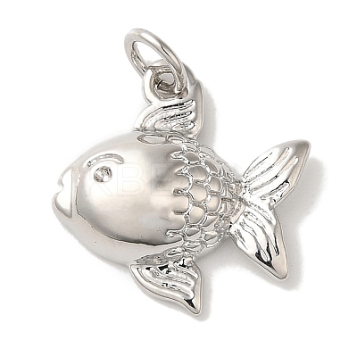 Fish Rack Plating Brass Pendants KK-U027-35P-1