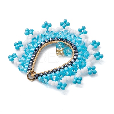 Glass Seed Beads Big Pendants PALLOY-MZ00410-02-1