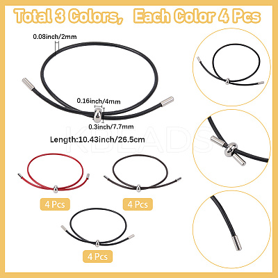 12Pcs 3 Colors Adjustable PU Leather Cord Slider Bracelets BJEW-SC0001-39P-1