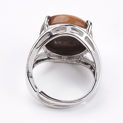 Adjustable Natural Tiger Eye Finger Rings LS-RJEW-F075-01A-1