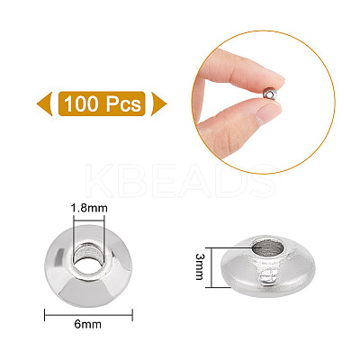 100Pcs 304 Stainless Steel Spacer Beads STAS-UN0054-15-1