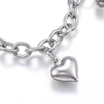 Tarnish Resistant 304 Stainless Steel Charm Bracelets BJEW-G544-12P-1