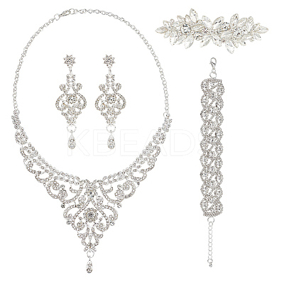 Crystal Rhinestone Wedding Jewelry Set SJEW-GO0001-02-1