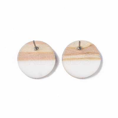 Resin & Wood Stud Earrings EJEW-N017-003A-C05-1