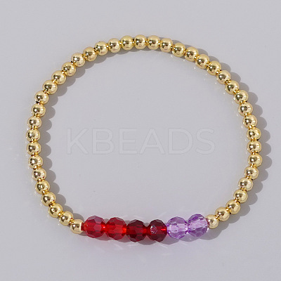 Elegant Brass & Faceted Glass Bead Stretch Bracelets CP7555-1-1