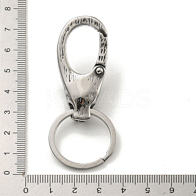 Tibetan Style 316 Surgical Stainless Steel Fittings with 304 Stainless Steel Key Ring FIND-Q101-09AS-03-1