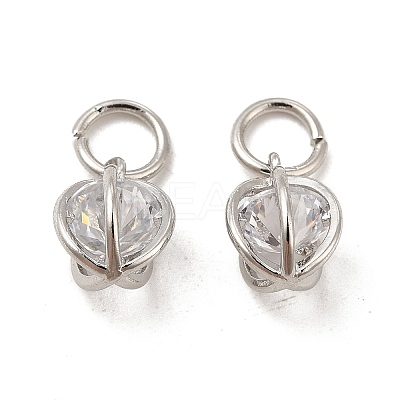 Rack Plating Brass Clear Cubic Zirconia Pendants KK-E081-09P-1